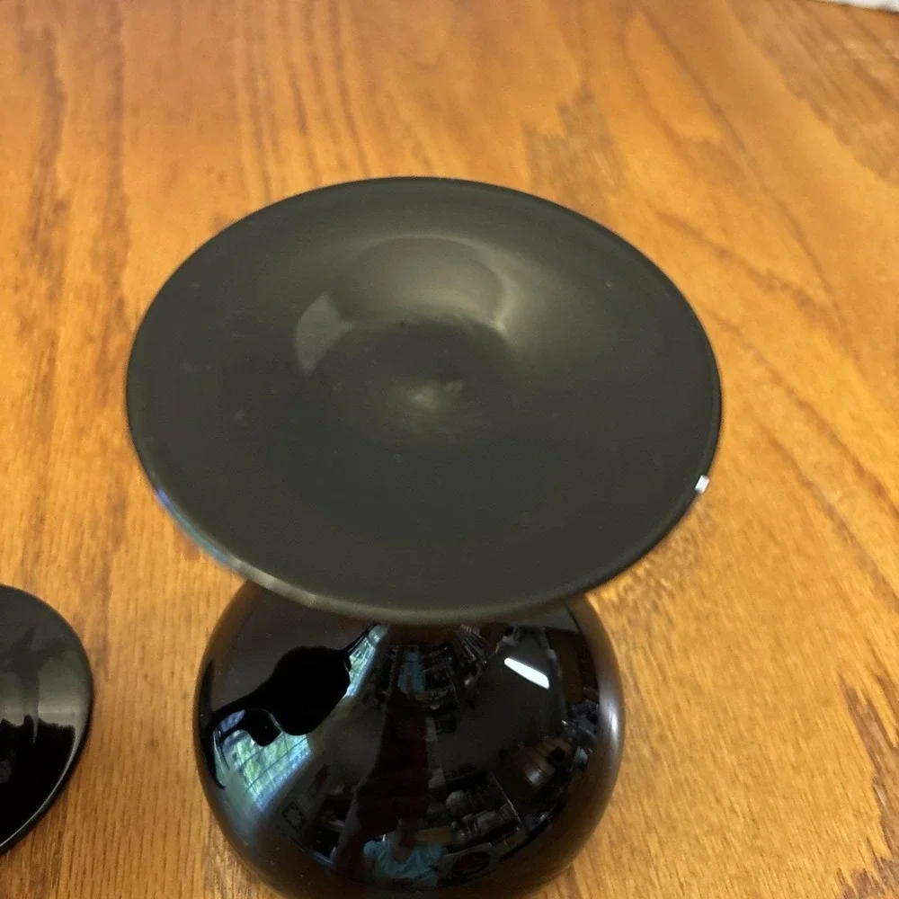 Vtg 3-  Sasaki Stemware Champagne Glasses Ebony Midnight Black Handcrafted Japan